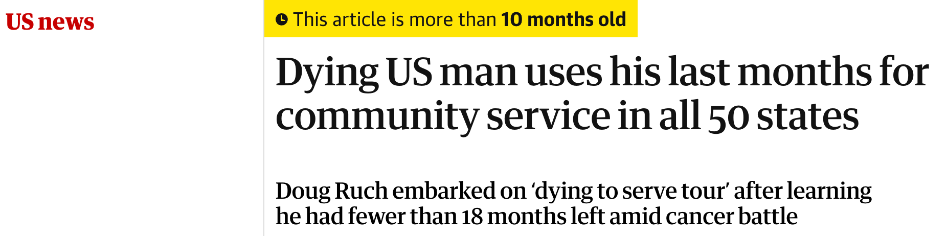 The Guardian: Dying US man uses his last months for community service in all 50 states