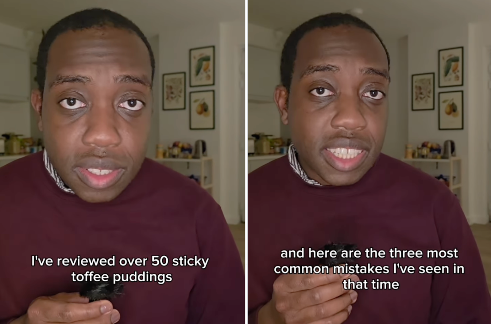 Man reviewing sticky date puddings