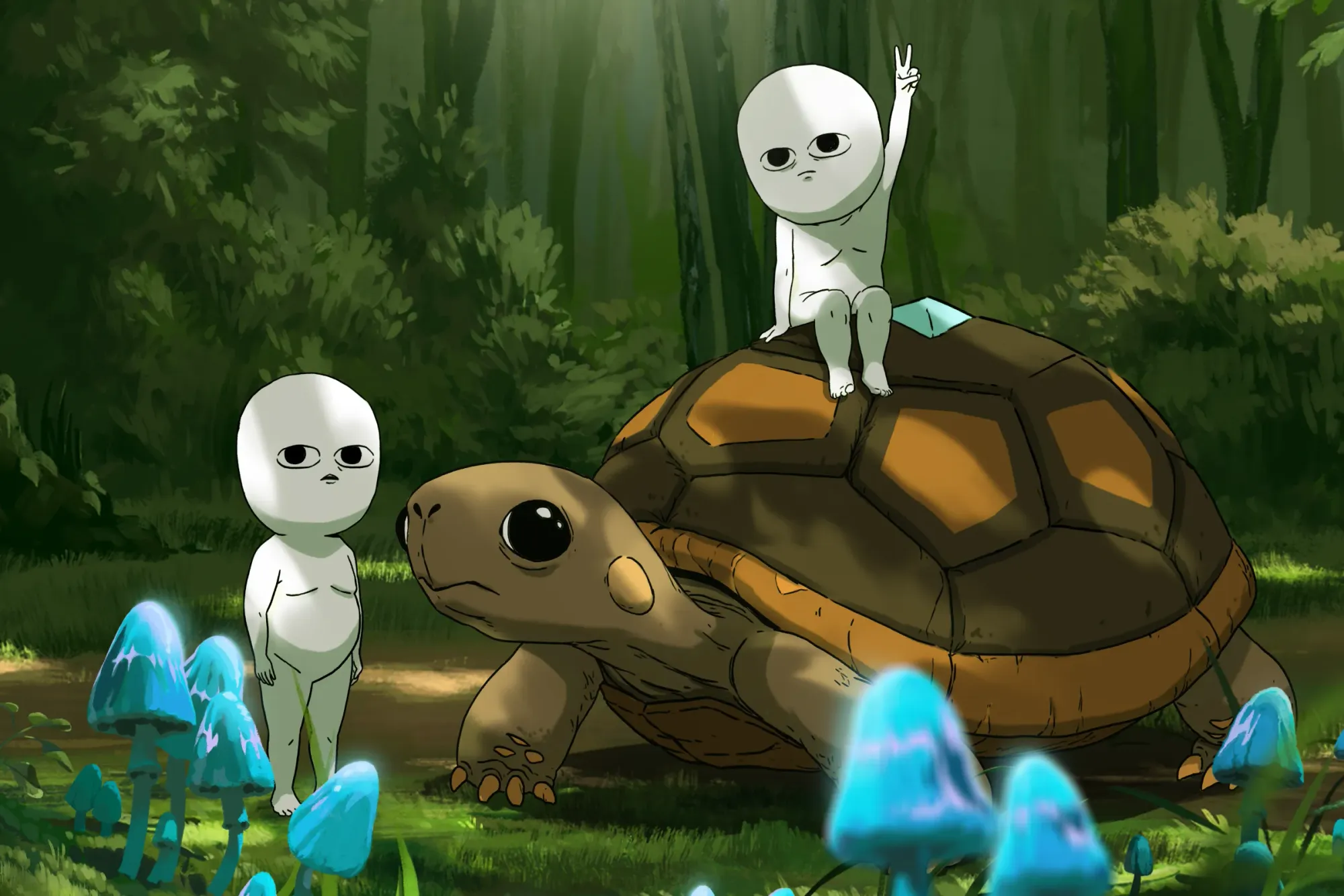 Little people on a turtle