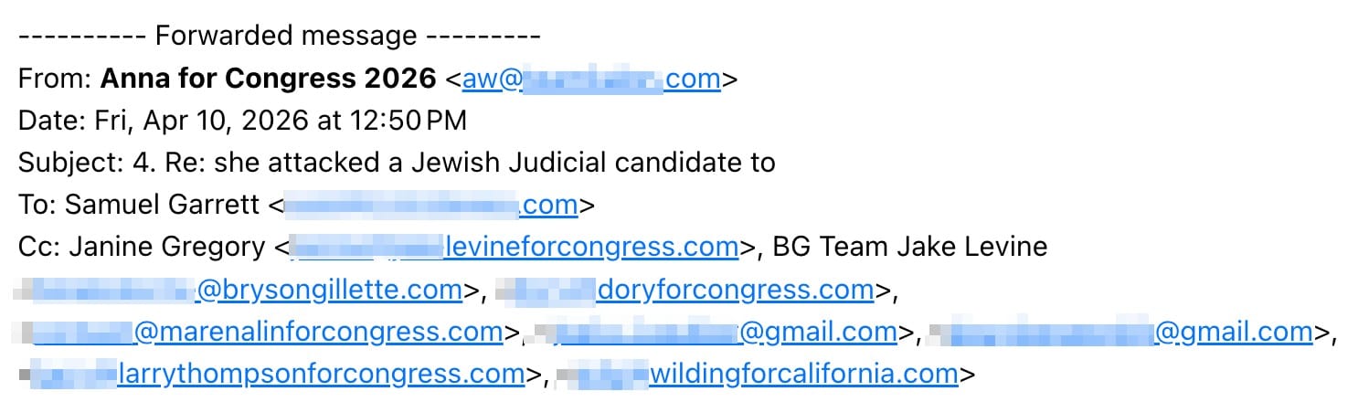 Wilding emailing candidates