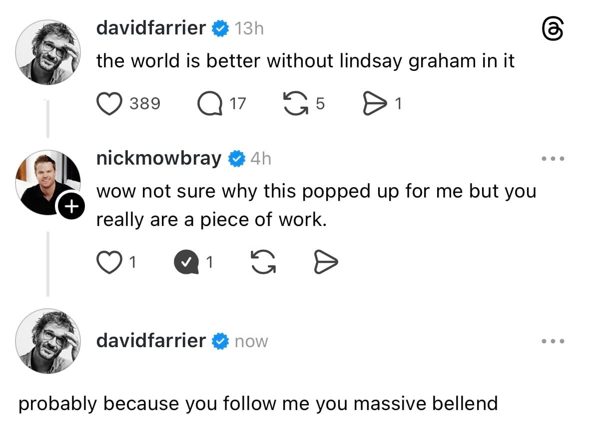 Me calling Nick Mowbray a bellend