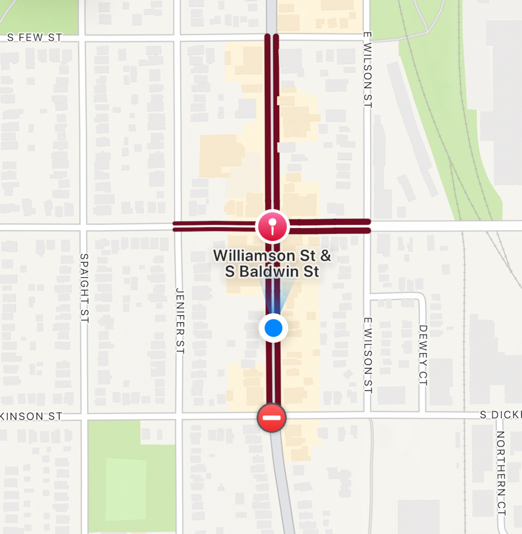 A cross of congestions at the intersection where Corey died