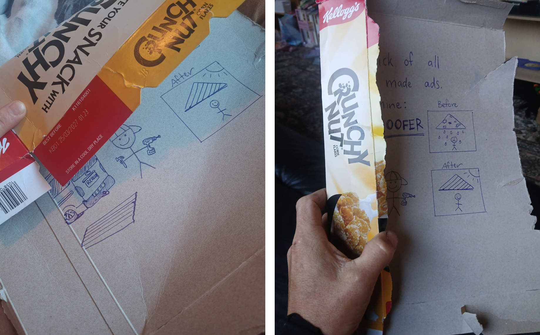 The original drawing on an cereal box