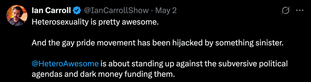 Ian saying the gay pride movement has been hijacked