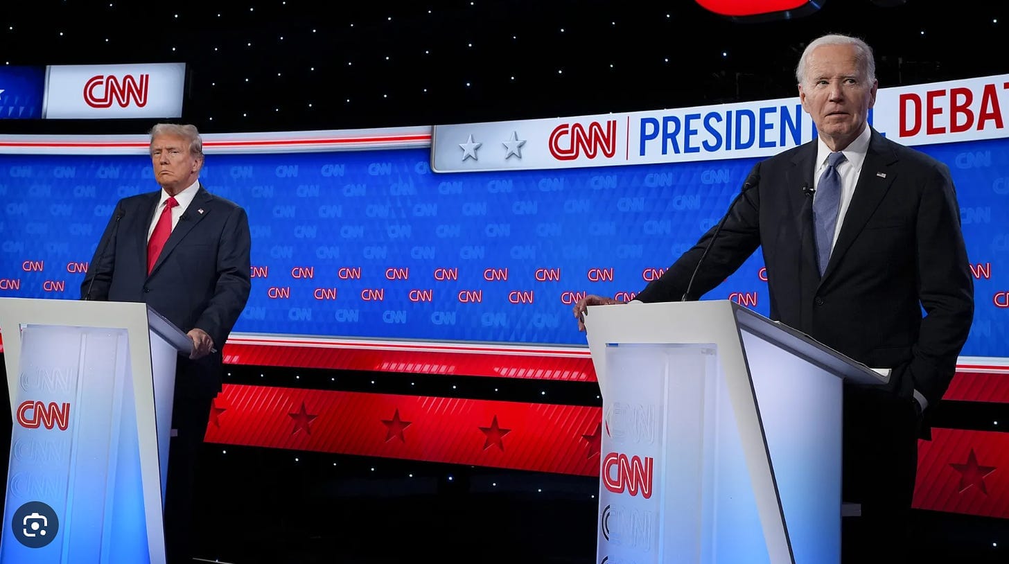 Trump and Biden on stage at last debate