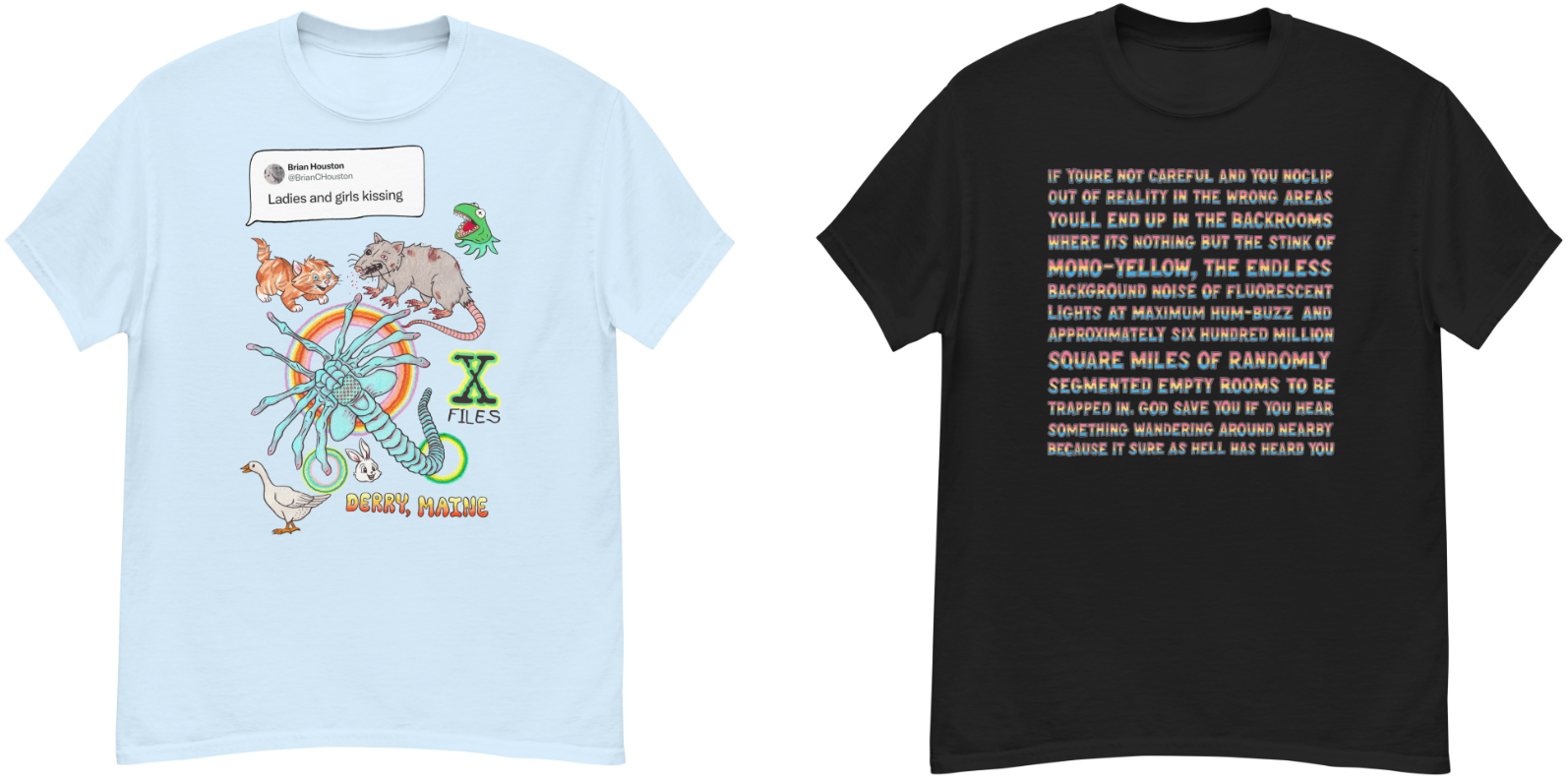 Two of the colourful new Webworm tees!