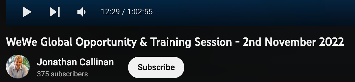 WeWe Global Opportunity & Training Session - 2nd November 2022 