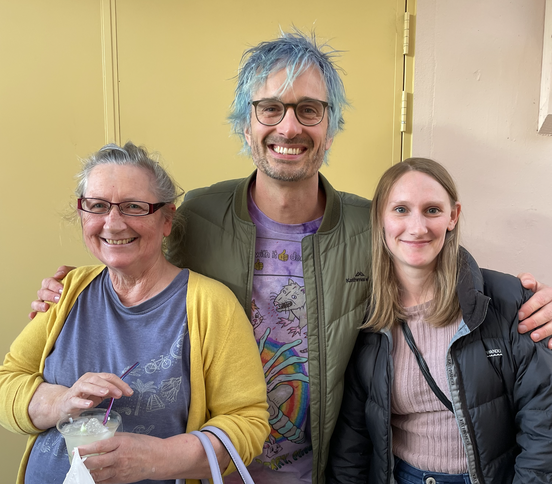 Me with a wonderful reader, and her wonderful kid (also a reader!)