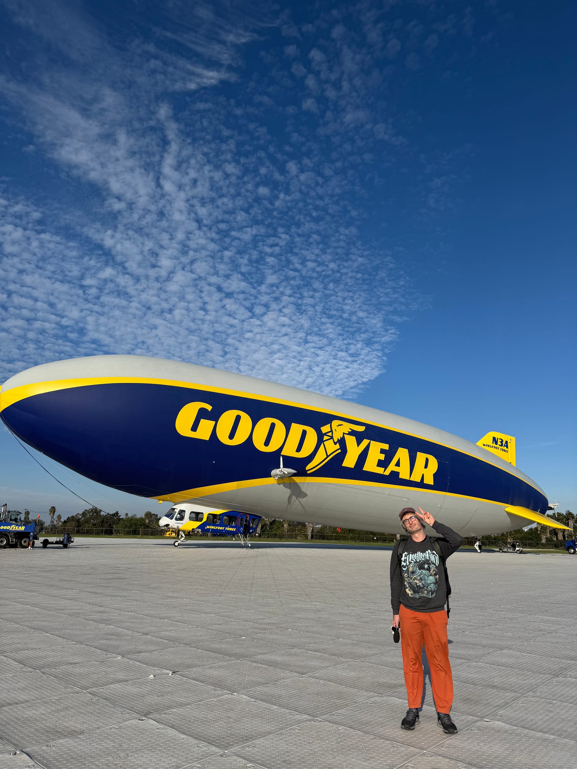 Me beside the Goodyear Blimp