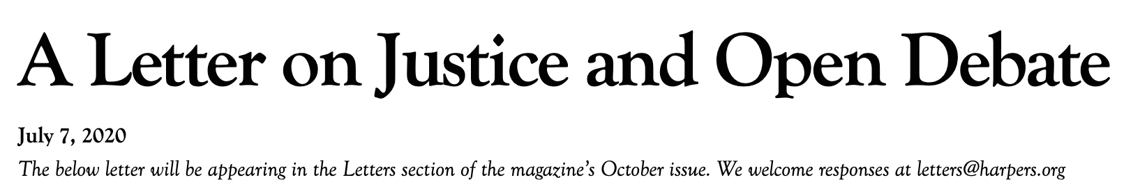 "A Letter on Justice and Open Debate"