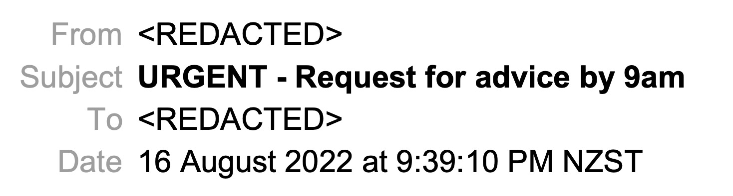 URGENT REQUEST FOR ADVICE