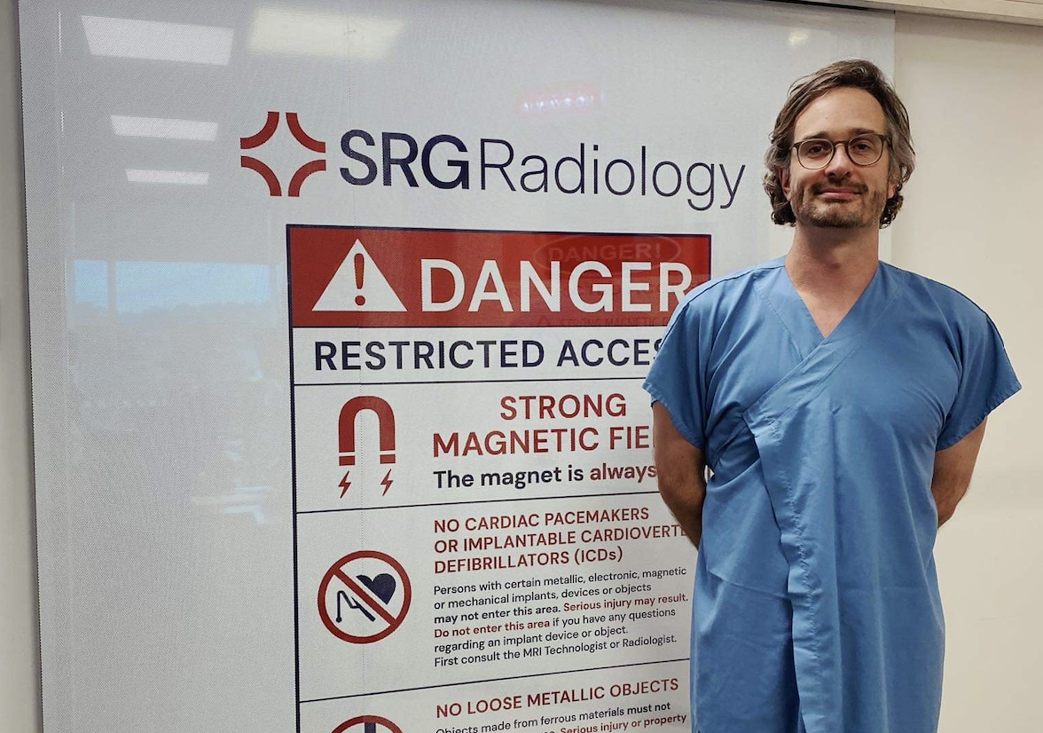 Me in a gown about to get an MRI!