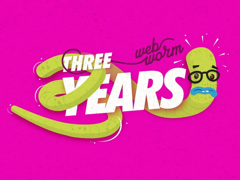 The Webworm "worried worm" logo