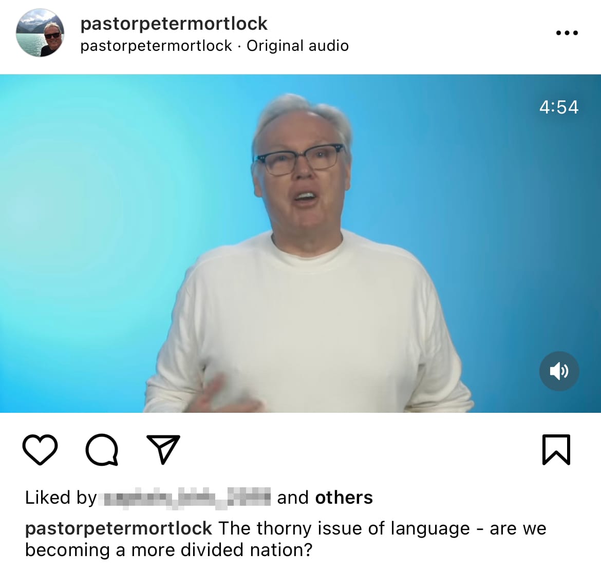 Mortlock posting on his Instagram with the caption "the thorny issue of language"