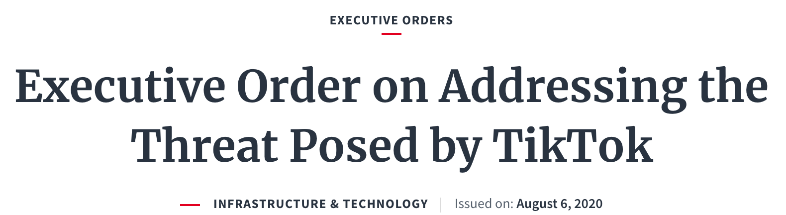 "Executive Order on Addressing the Threat Posed by TikTok"