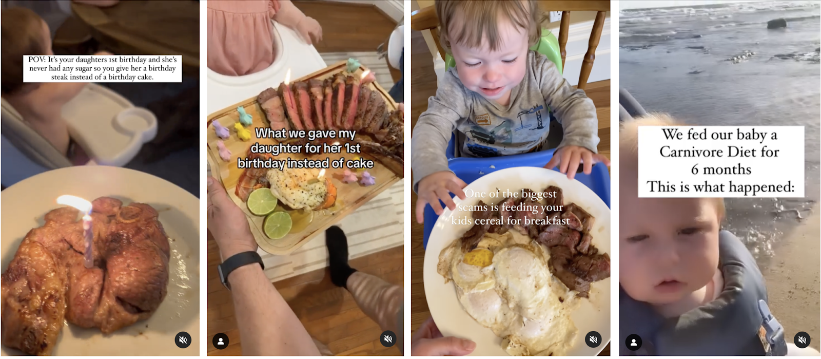 Kids eating meat on social media