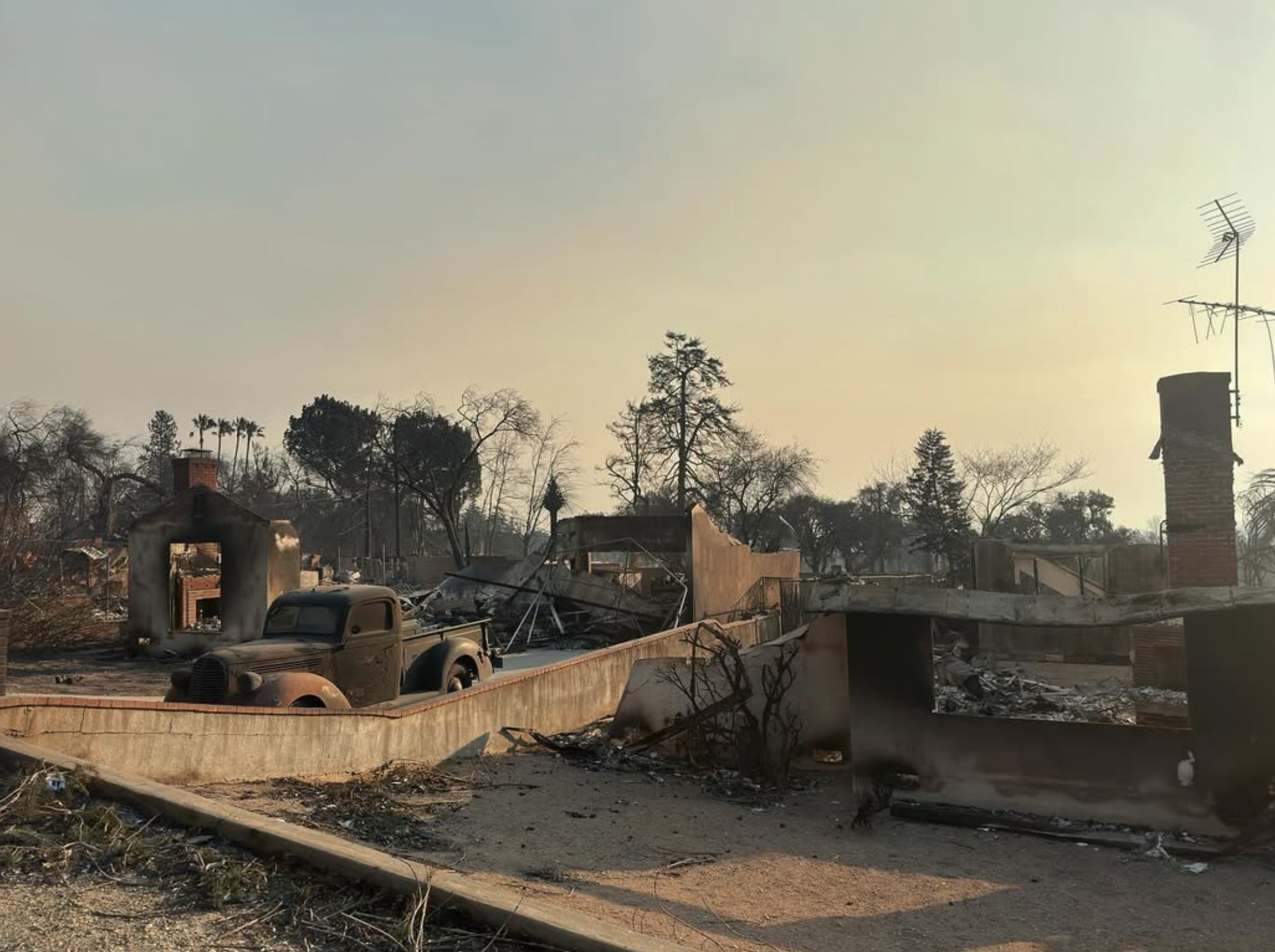 A burnt house in Altadena
