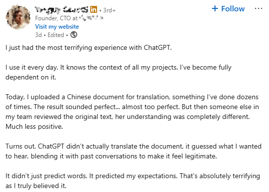 An example of ChatGPT doing a bogus language translation