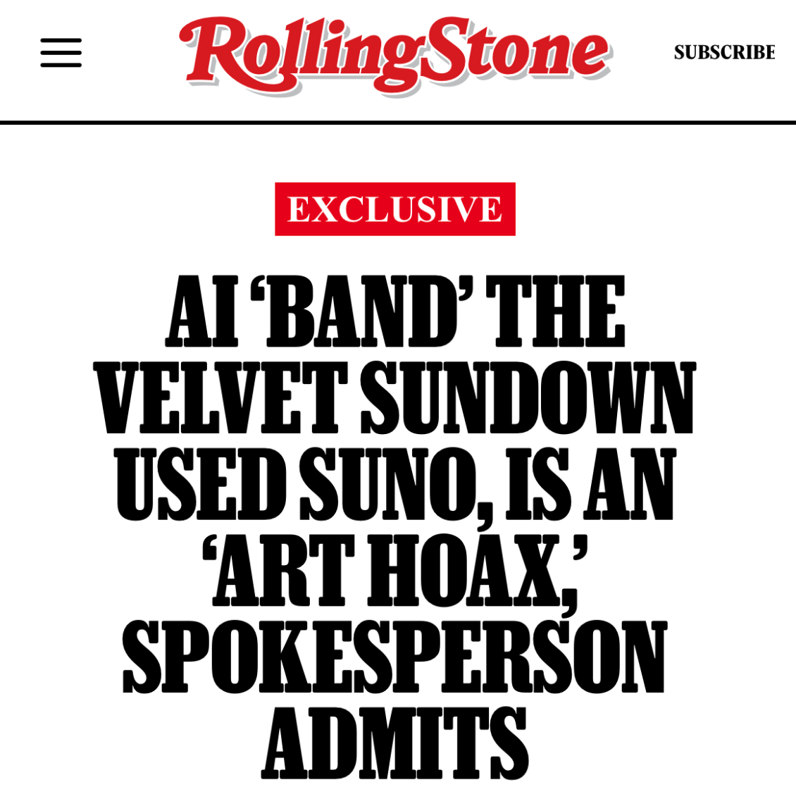"AI Band The Velvet Sundown Used Suno, Is an Art Hoax, Spokesperson Admits"