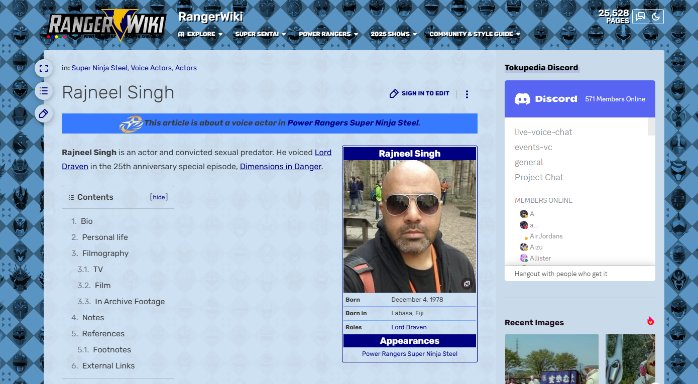 Wiki site showing Raj