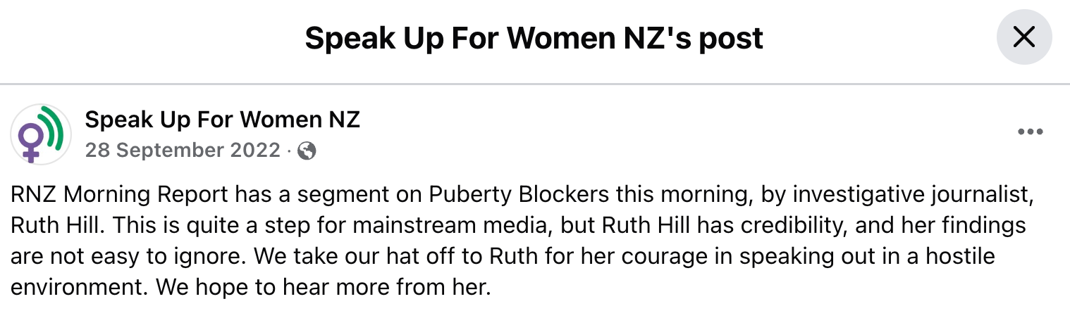 TERFS celebrating Ruth Hill