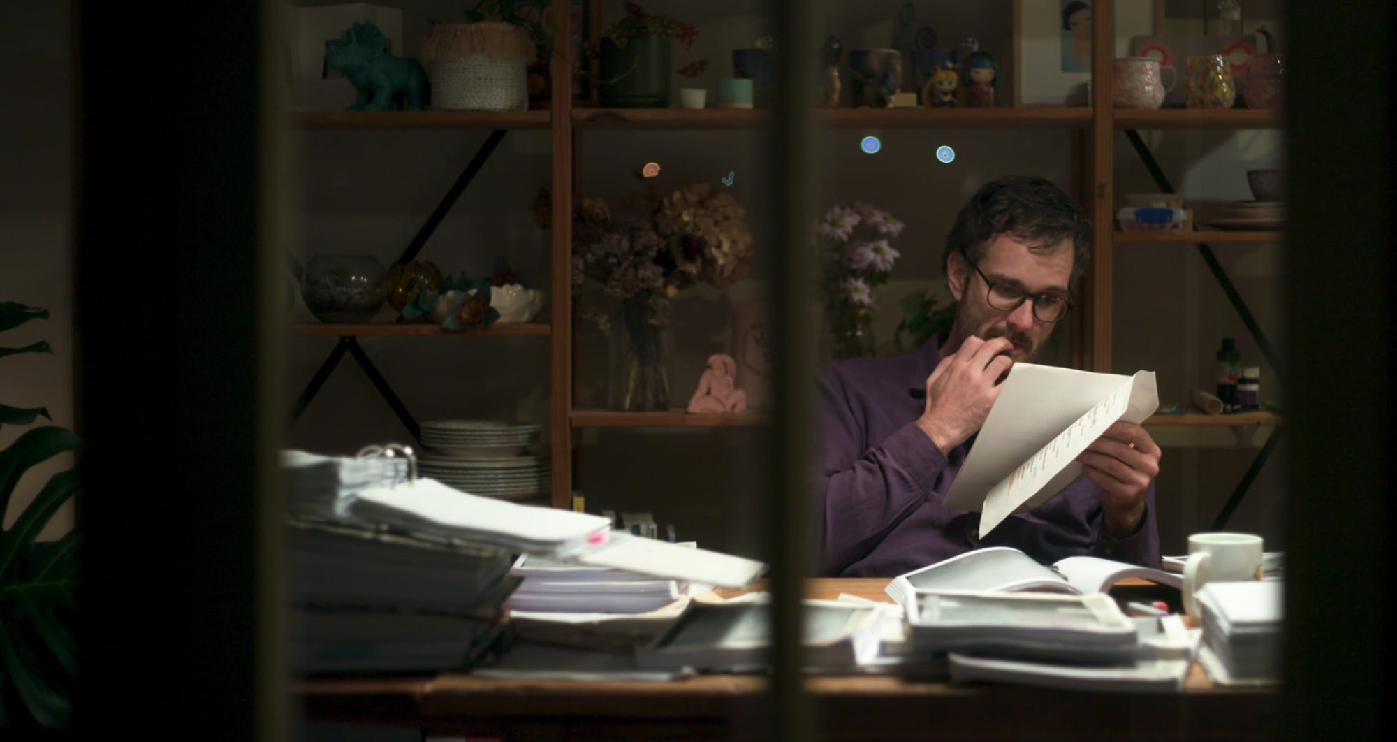 Me looking through piles of court documents