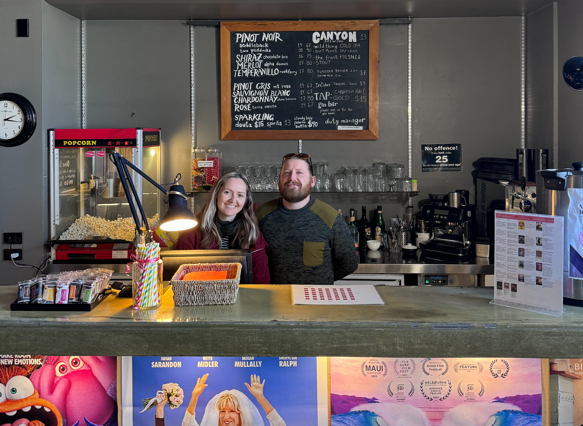 The managers of Dorothy Browns behind the bar