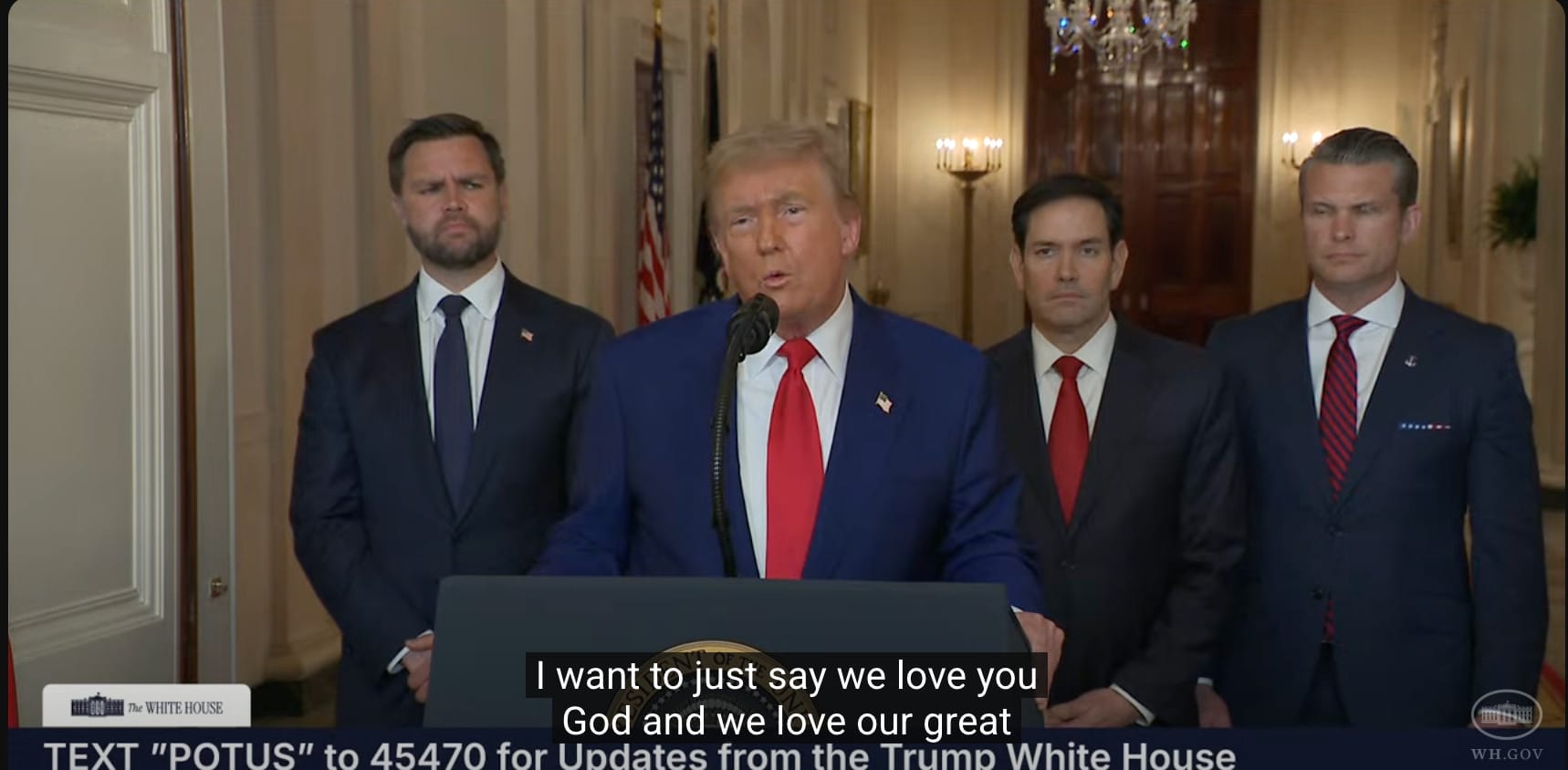 Trump on podium going on about God