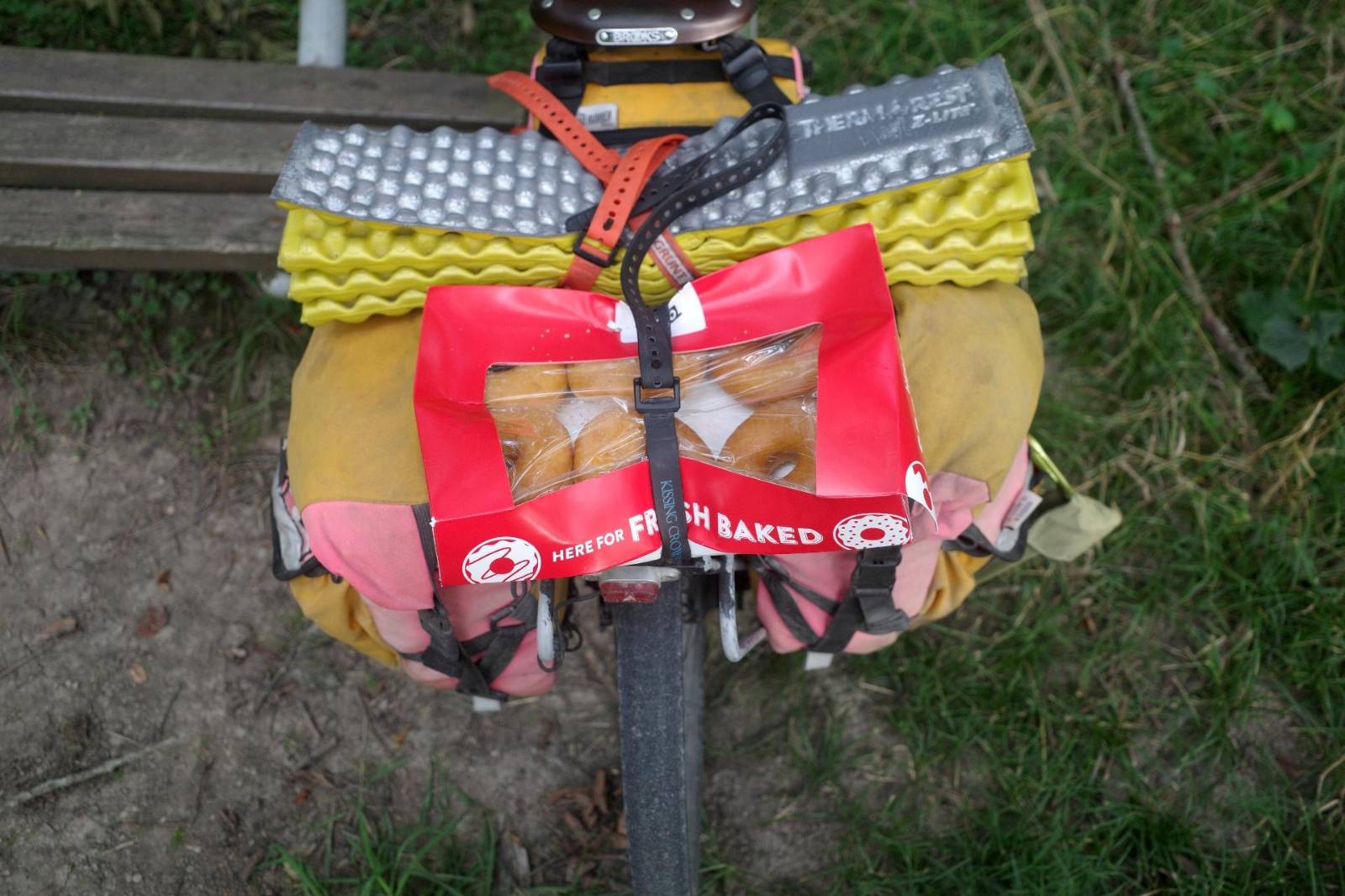 Donuts on back of bike