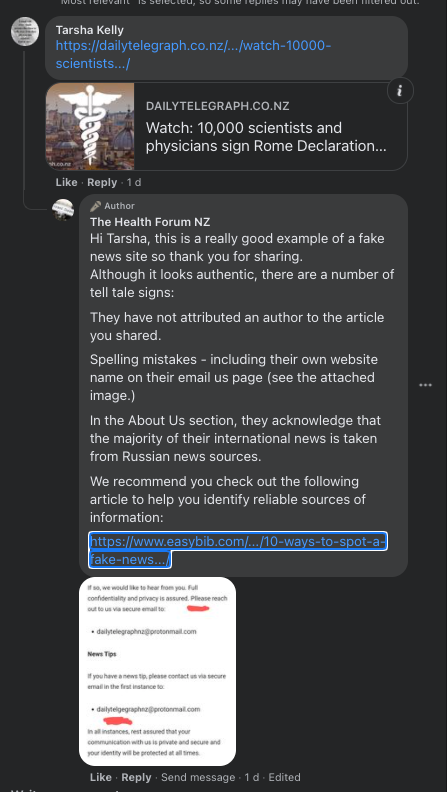 "Hi Tarsha - this is an example of a fake news site"