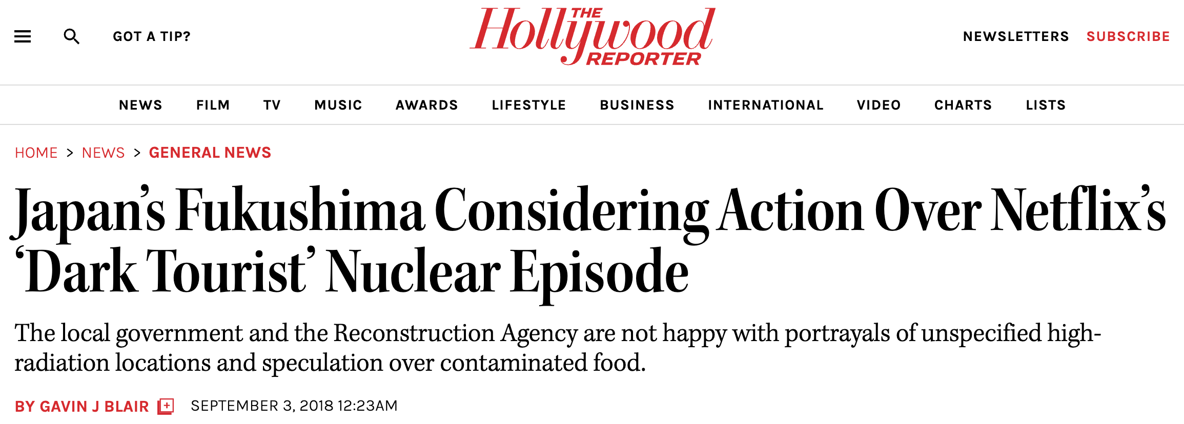 :Japan’s Fukushima Considering Action Over Netflix’s ‘Dark Tourist’ Nuclear Episode"