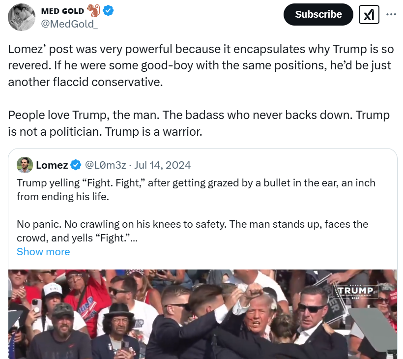 A tweet in support of Trump's power!