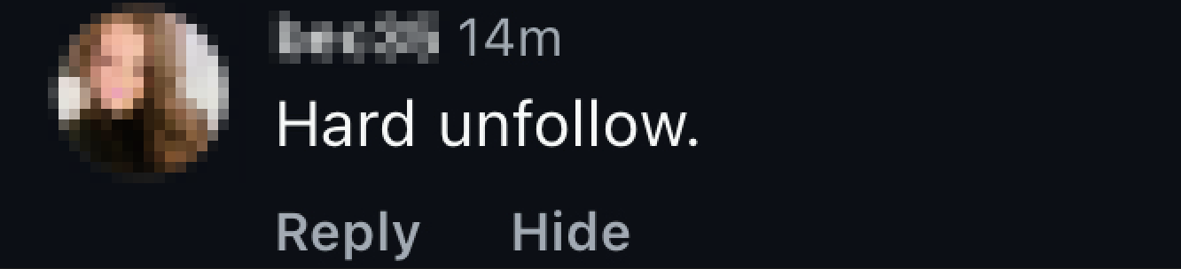 "Hard unfollow"