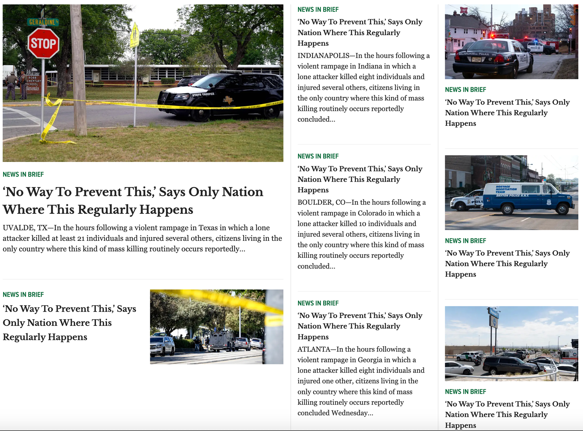 About 50 reports, all with the same headline!