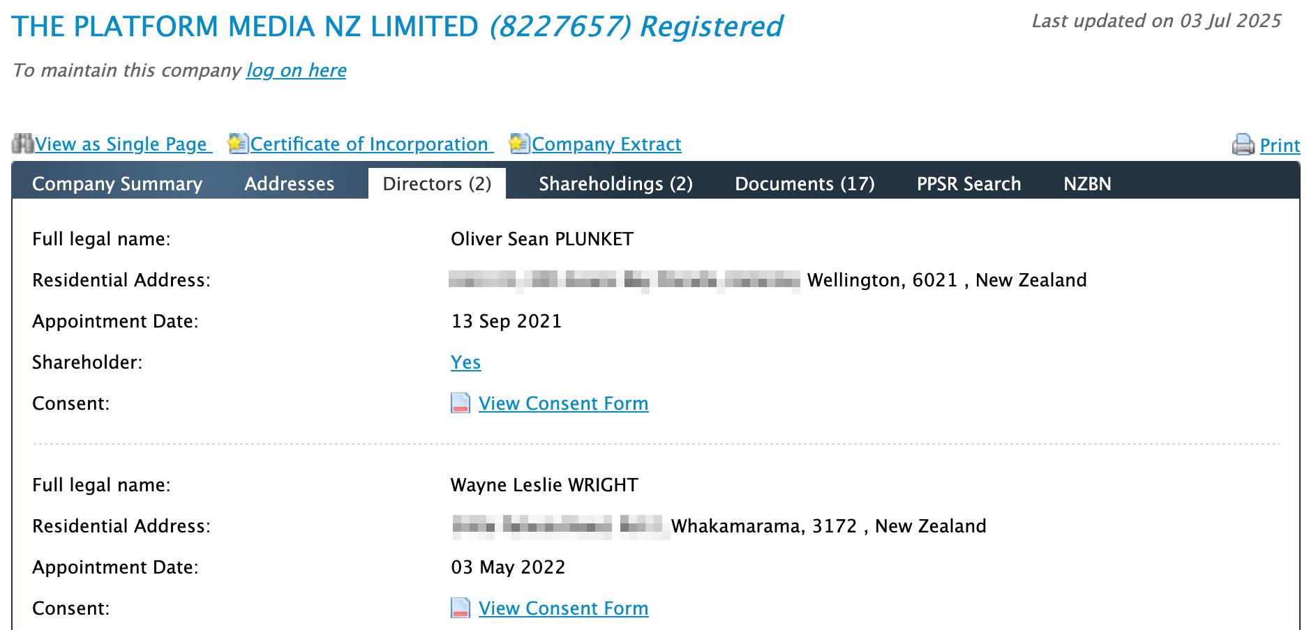 Wayne Jr and Sean are the two shareholders in The Platform