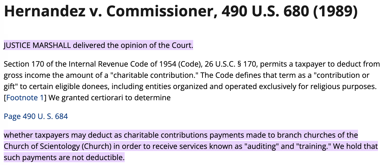 The Hernandez versus the Commissioner case