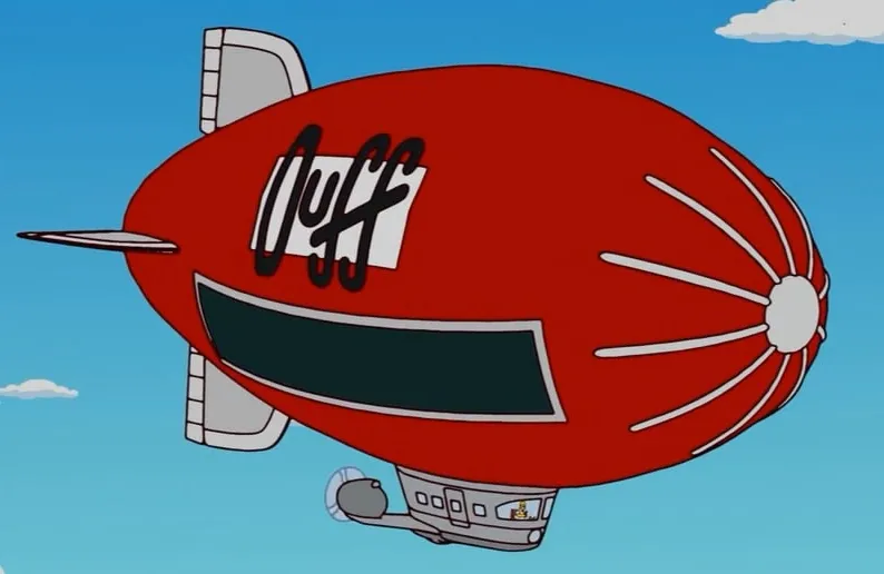 The duff blimp from The Simpsons