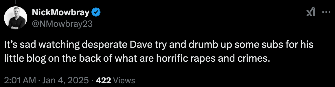 It's sad watching desperate Dave"