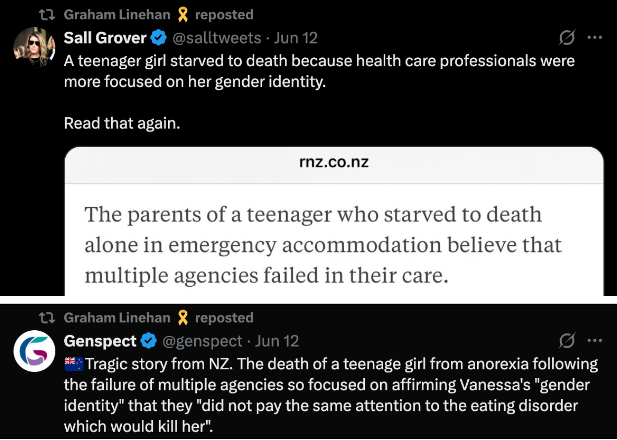 Graham Lineham sharing “GENSPECT” who shared the RNZ piece