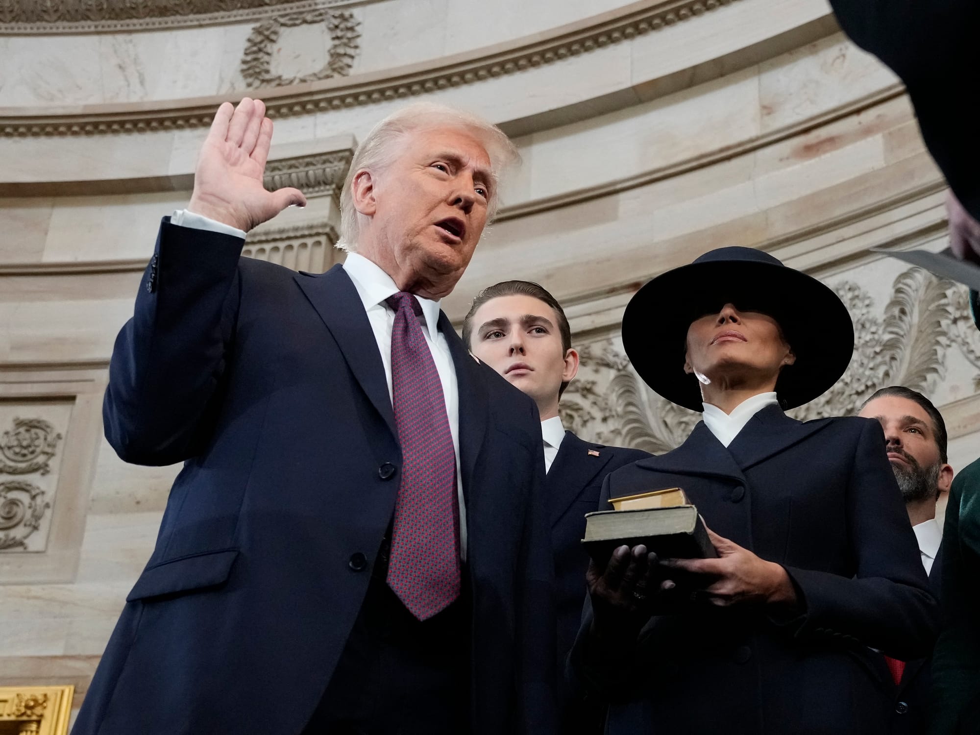 Trump swearing on a Bible