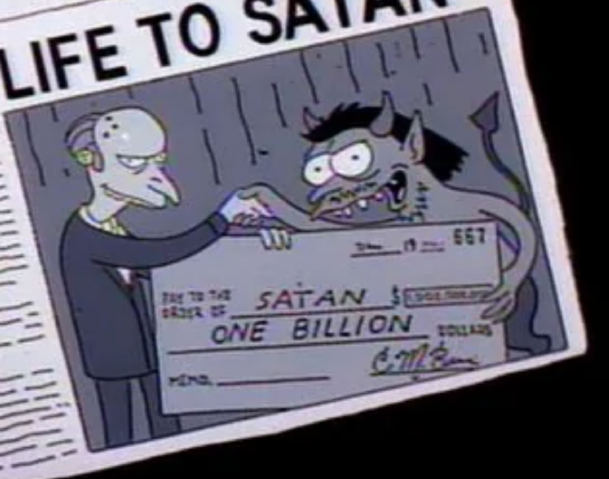 Similar photo of satan shaking hands with Mr Burns