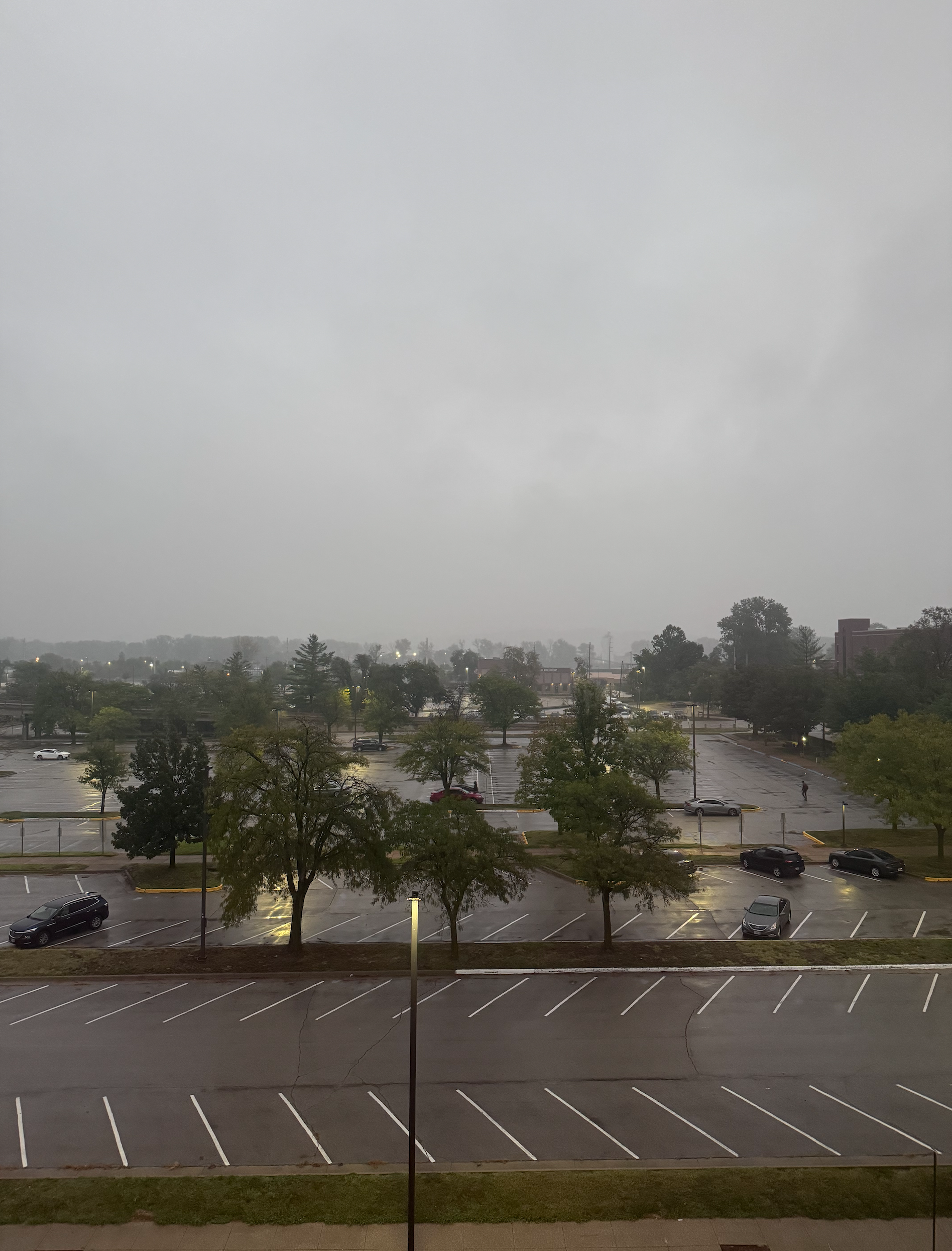 A very grey parking lot