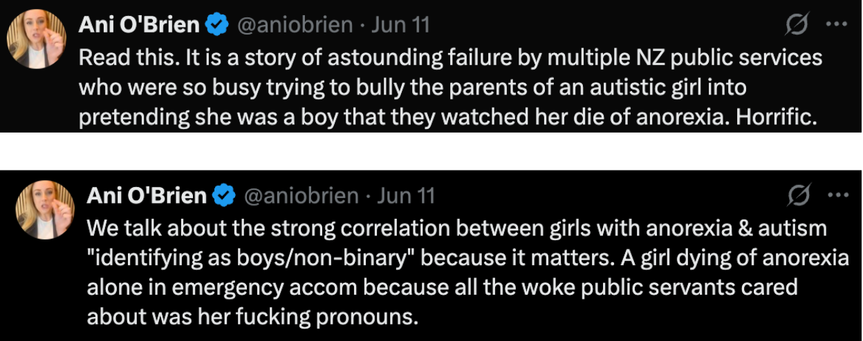 Ani tweeting the RNZ article again and again