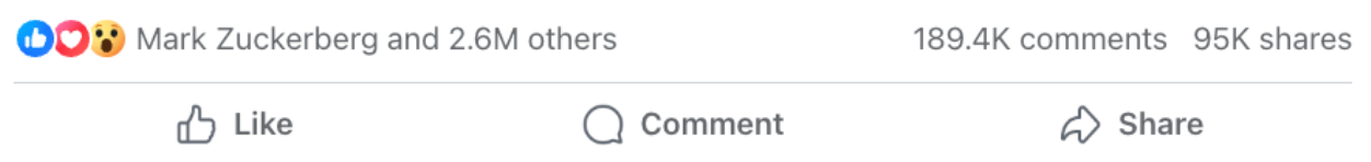 Mark Zuckerberg likes the post from the scam page