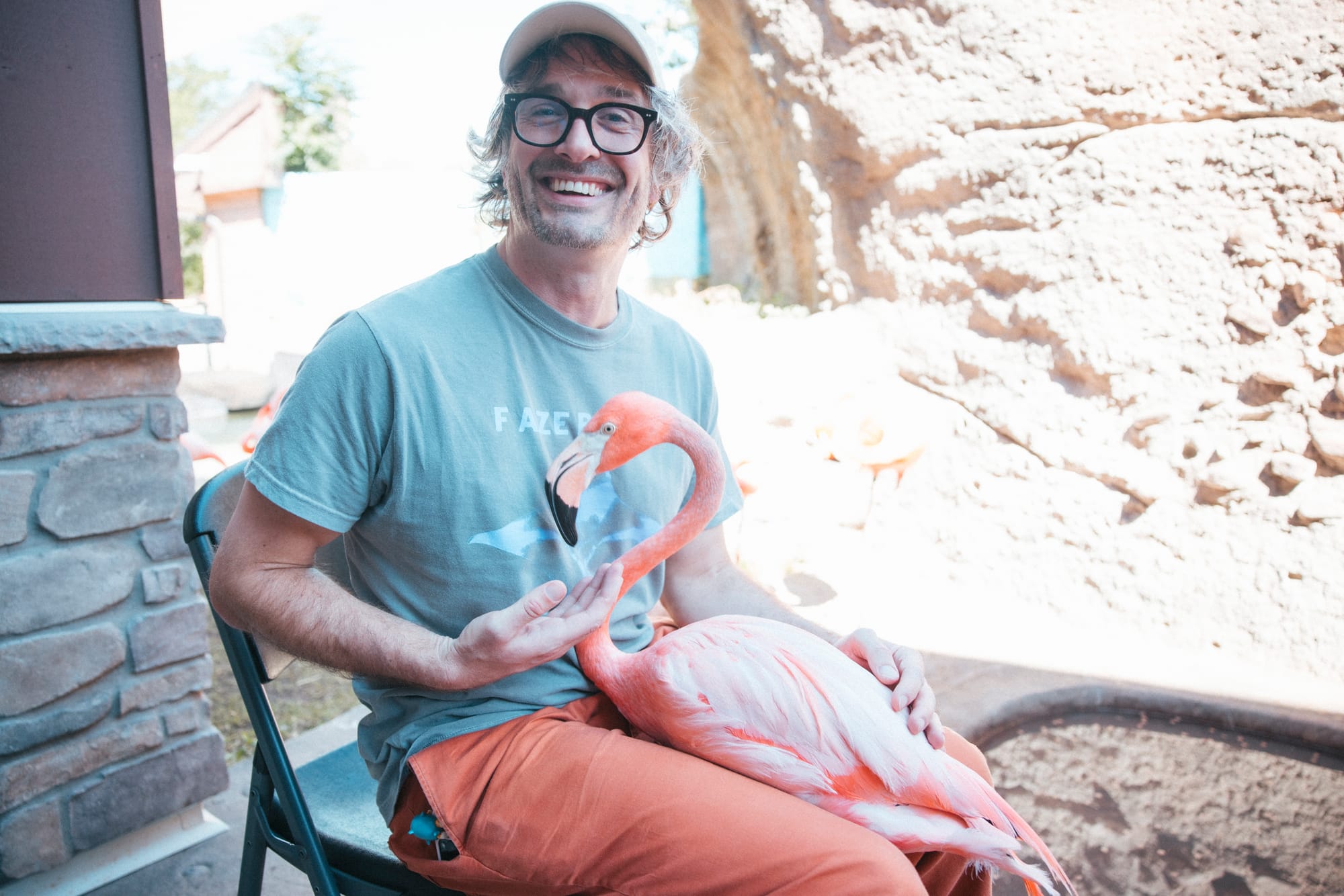Me with a flamingo relaxing between my legs