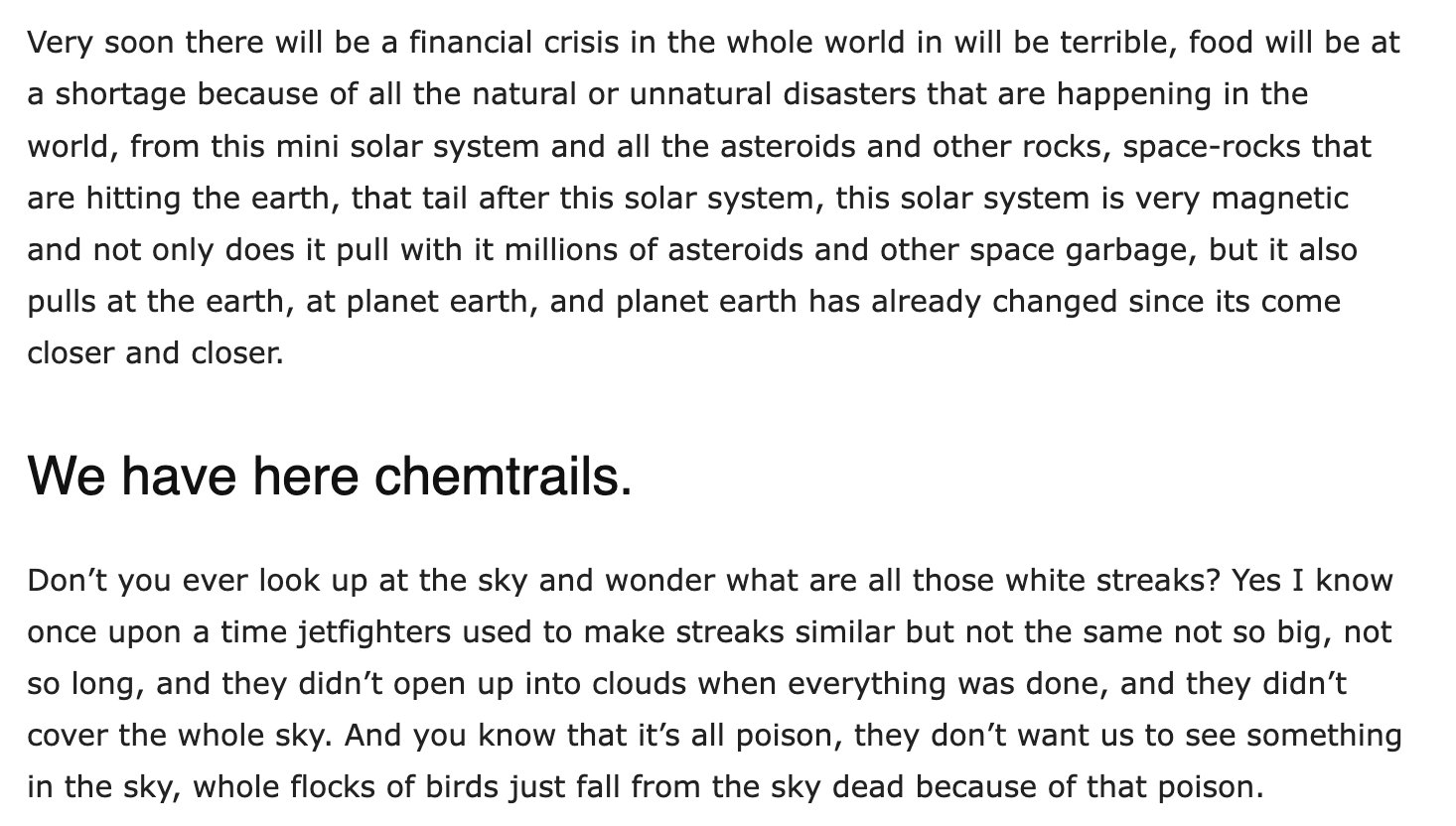 Various bonkers prophecies