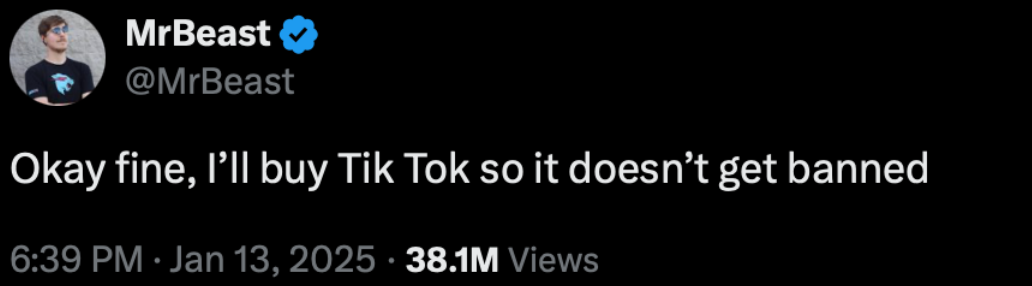 Mr Beast saying he will buy TikTok