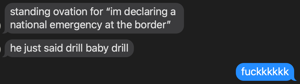 "standing ovation for “im declaring a national emergency at the border”