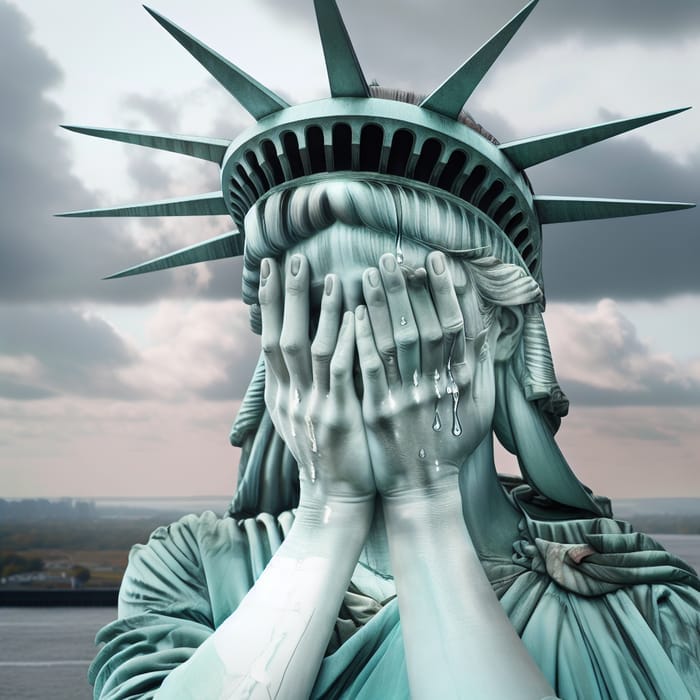Statue of Liberty Crying (yes, this is AI, also horrible)