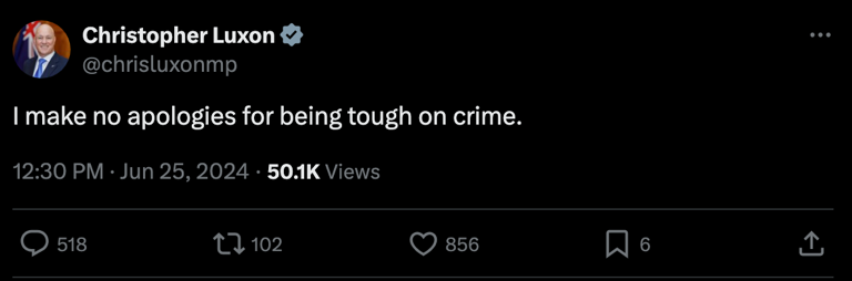 Luxon: “I make no apologies for being tough on crime”
